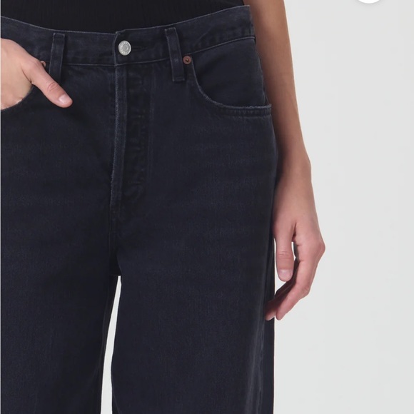 Perfect 90s cut offs made from Agolde Dara Jeans in Black Size 24 (fit like 26) - Picture 1 of 16